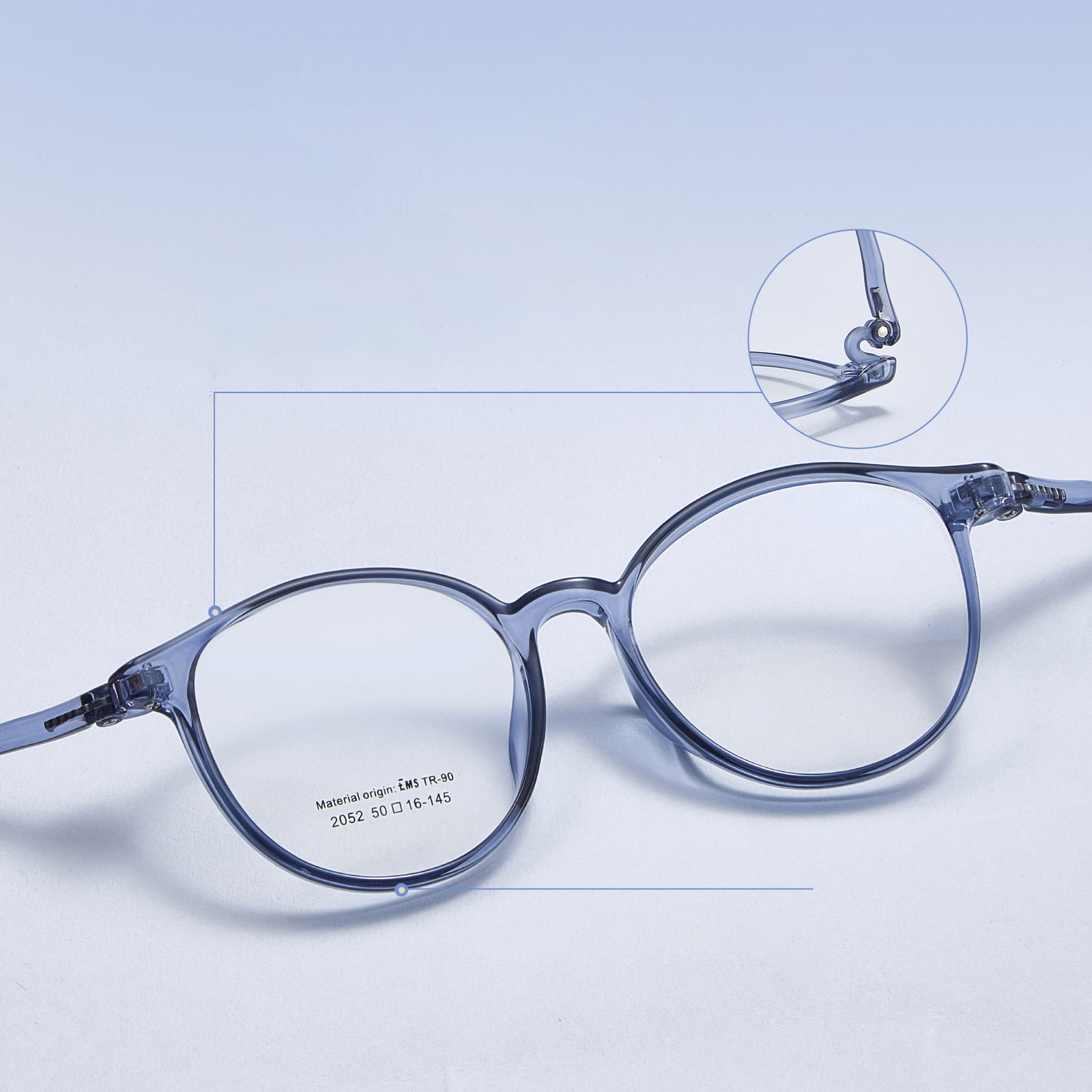 2052 超軽量スリングショット ヒンジ EMS ソフトシリコンノーズパッド メガネ